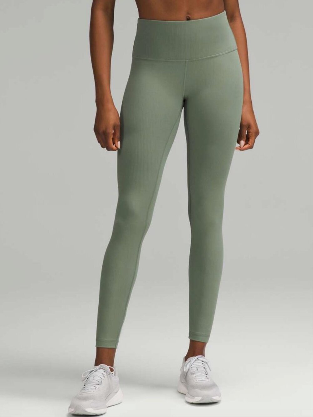 Lululemon Wunder Train High-Rise Ribbed Tight 28", Grey Eucalyptus